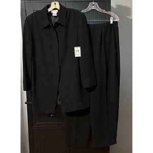 Worthington Pants Suit Womens 16W Black Career Blazer Slacks Set NWT Plus Size